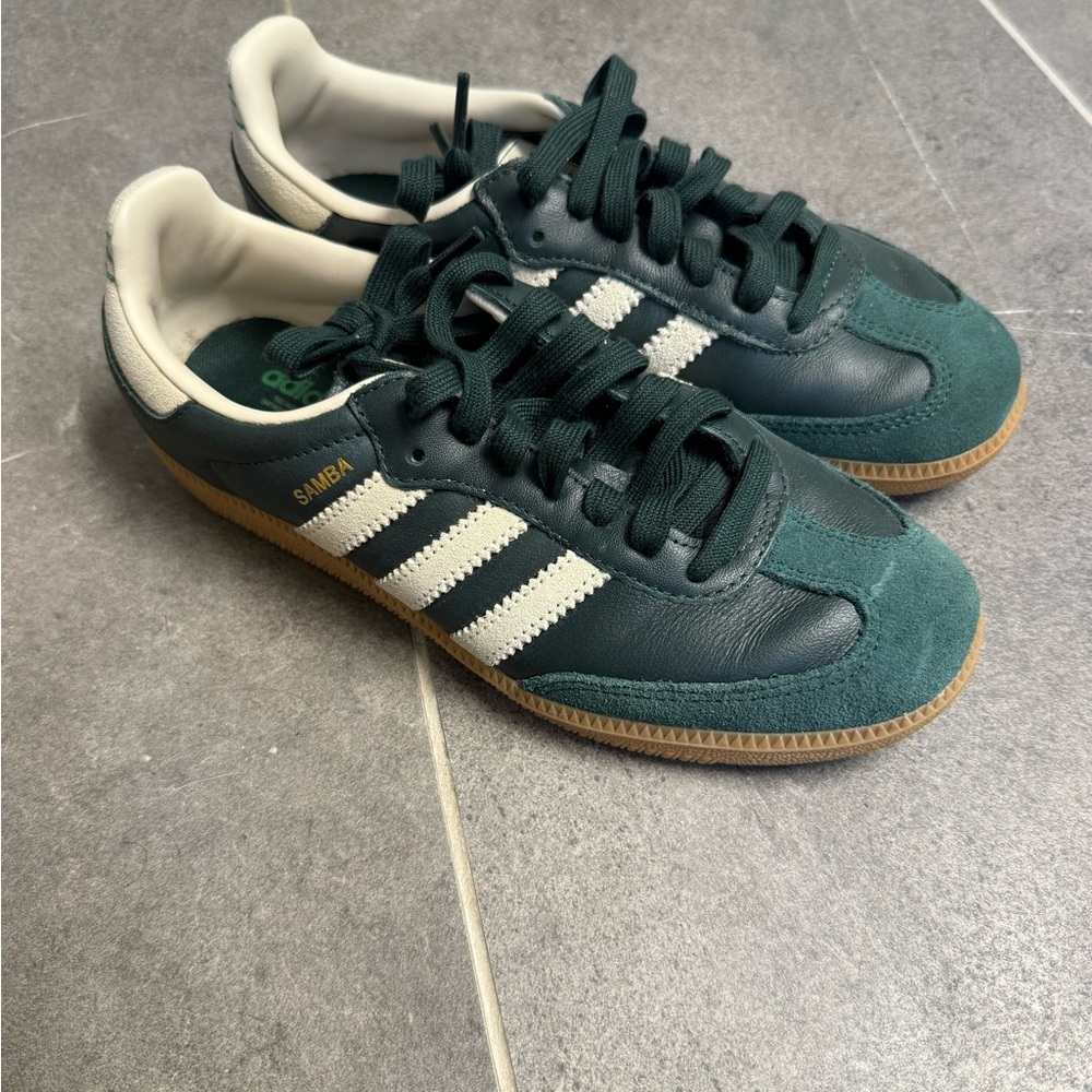 Adidas Green and White Sneakers